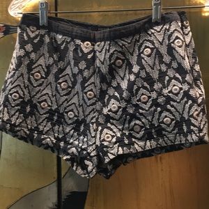 Black Embroidered Short Shorts